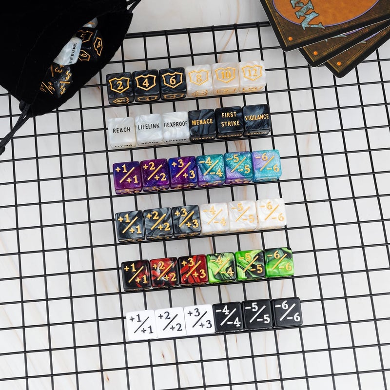 LAMJAM 72 PCS MTG Dice Counters Life Keyword Counter Dice Set Plus 1/+1 Ability Buff Life Tokens for MTG, TCG, Cards Gaming Accessories - Image 4